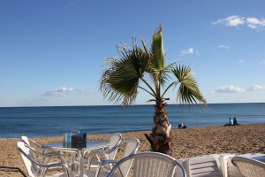 Meerblick in der Moma Beach Bar Barcelona am Strand von Barceloneta
