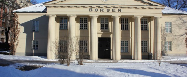 Börse Oslo in Norwegen im Winter - Wertpapierbörse mit Sitz in der norwegischen Hauptstadt Oslo