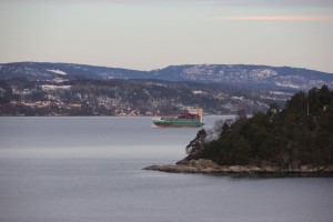 Frachter im Oslofjord